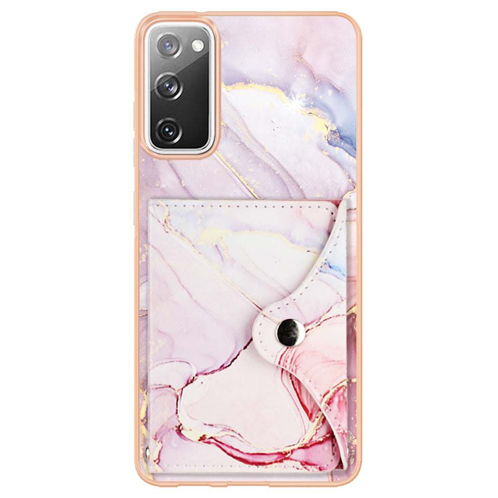 YB Leather Coating Series-9 for Samsung Galaxy S20 FE / S20 FE 5G / S20 FE 2022 / S20 Lite IMD Leather+TPU Phone Cover - 005 Rose Gold