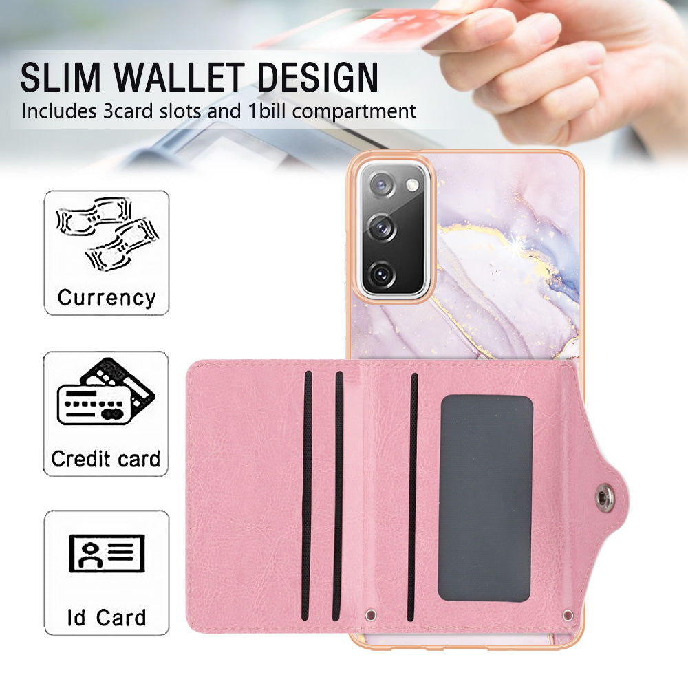 YB Leather Coating Series-9 for Samsung Galaxy S20 FE / S20 FE 5G / S20 FE 2022 / S20 Lite IMD Leather+TPU Phone Cover - 005 Rose Gold