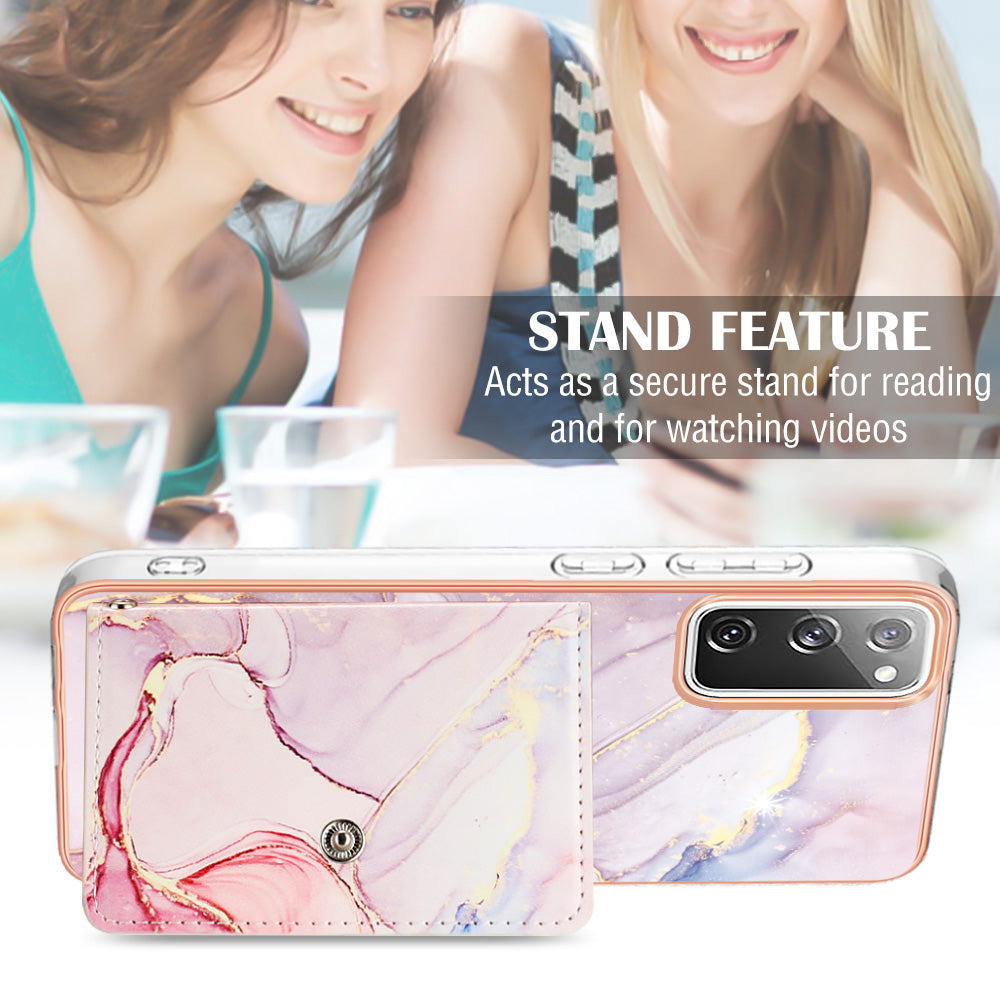 YB Leather Coating Series-9 for Samsung Galaxy S20 FE / S20 FE 5G / S20 FE 2022 / S20 Lite IMD Leather+TPU Phone Cover - 005 Rose Gold