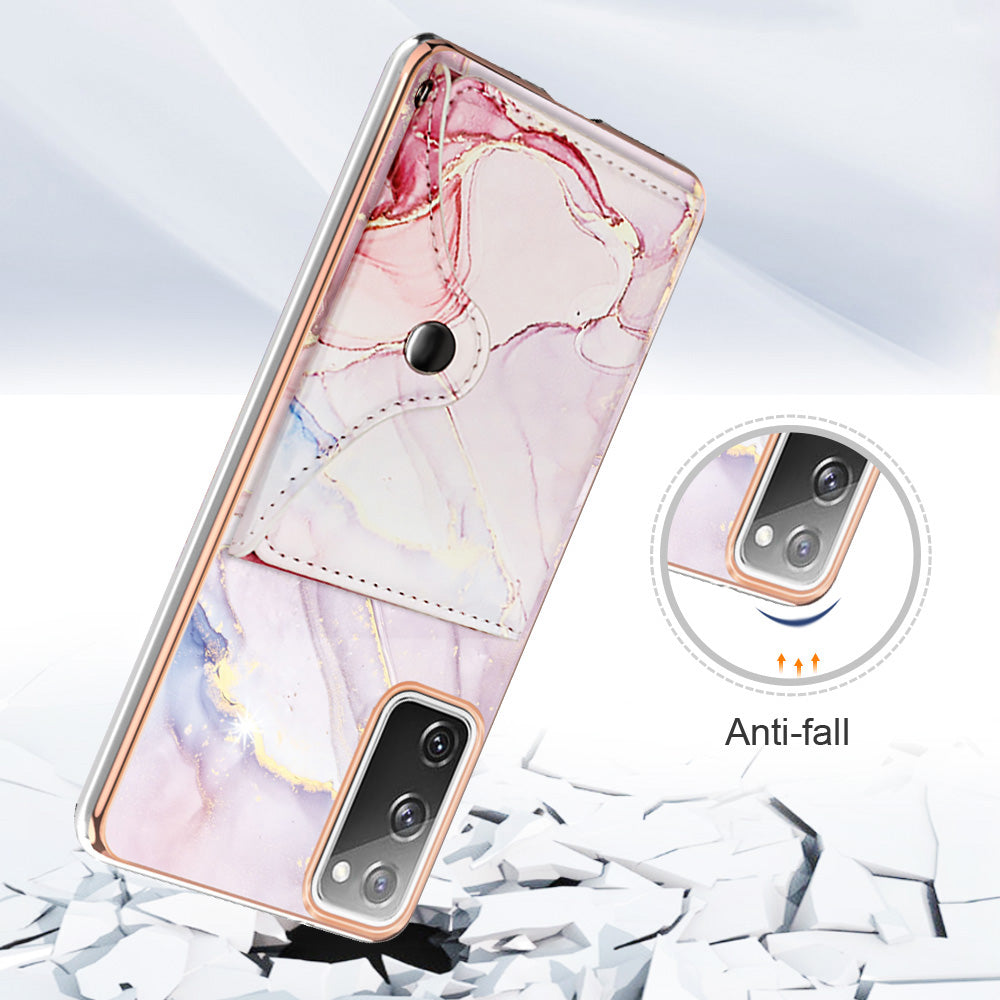 YB Leather Coating Series-9 for Samsung Galaxy S20 FE / S20 FE 5G / S20 FE 2022 / S20 Lite IMD Leather+TPU Phone Cover - 005 Rose Gold