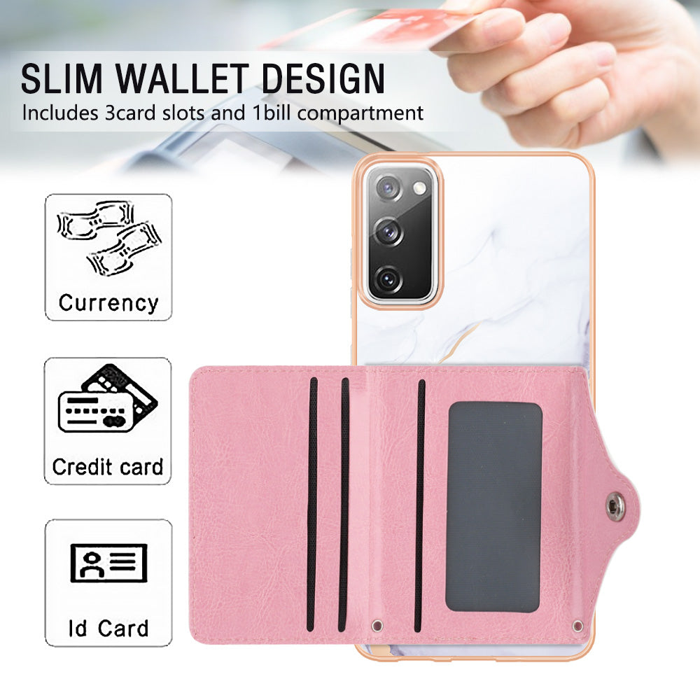 YB Leather Coating Series-9 for Samsung Galaxy S20 FE / S20 FE 5G / S20 FE 2022 / S20 Lite IMD Leather+TPU Phone Cover - 006 White Purple