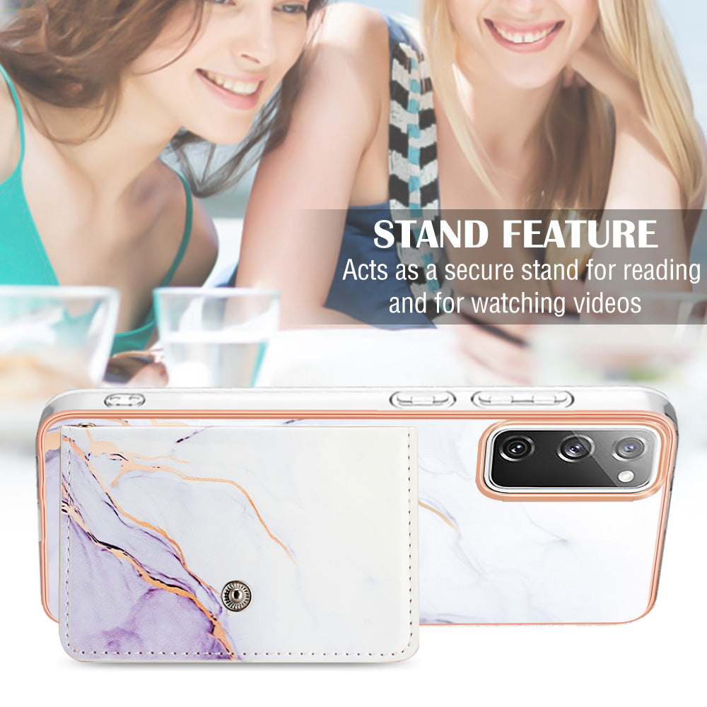 YB Leather Coating Series-9 for Samsung Galaxy S20 FE / S20 FE 5G / S20 FE 2022 / S20 Lite IMD Leather+TPU Phone Cover - 006 White Purple