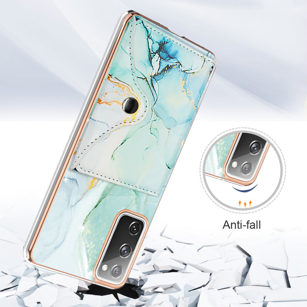 YB Leather Coating Series-9 for Samsung Galaxy S20 FE / S20 FE 5G / S20 FE 2022 / S20 Lite IMD Leather+TPU Phone Cover - 003 Green
