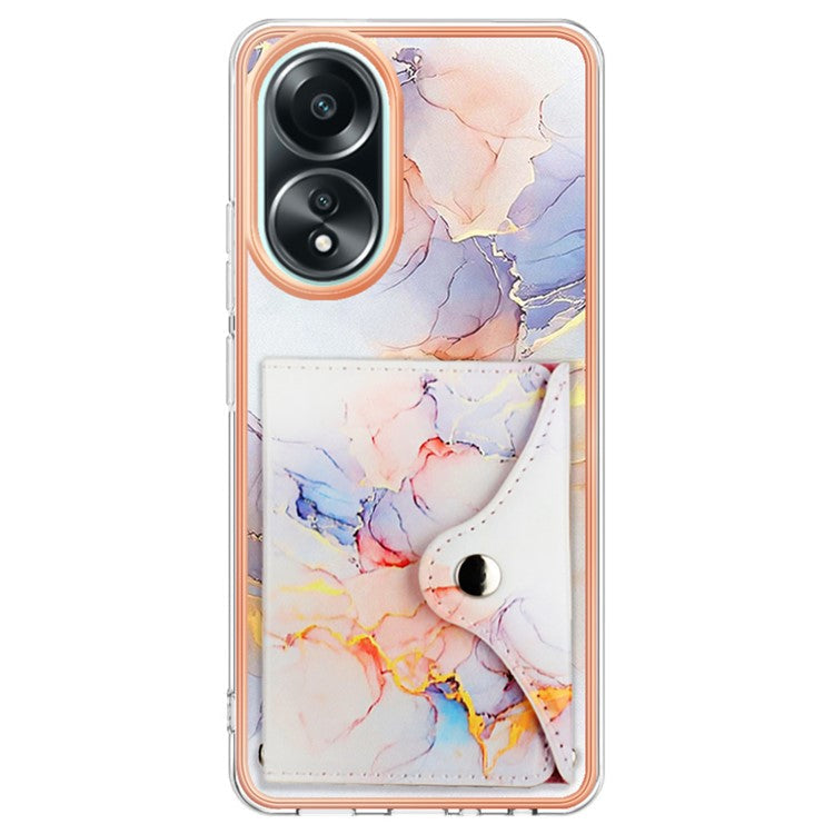 YB Leather Coating Series-9 for Oppo A58 4G Case Card Holder Leather+TPU IMD Protective Cover - 004 Marble White