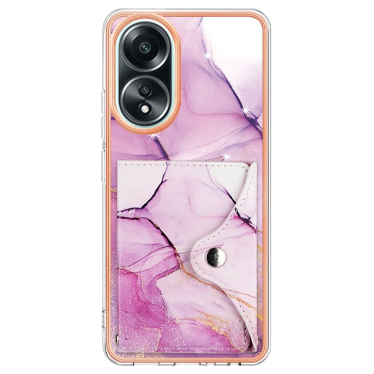 YB Leather Coating Series-9 for Oppo A58 4G Case Card Holder Leather+TPU IMD Protective Cover - 001 Purple