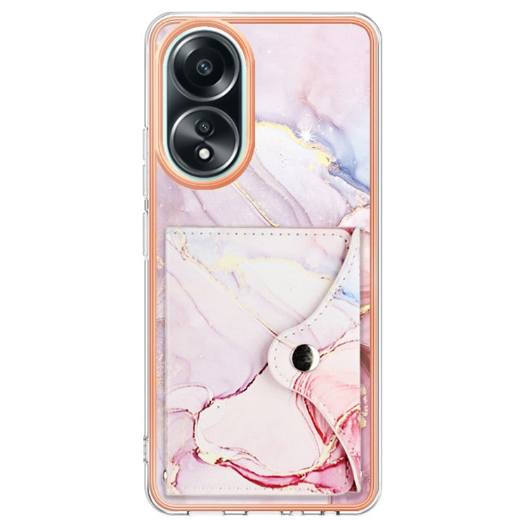 YB Leather Coating Series-9 for Oppo A58 4G Case Card Holder Leather+TPU IMD Protective Cover - 005 Rose Gold
