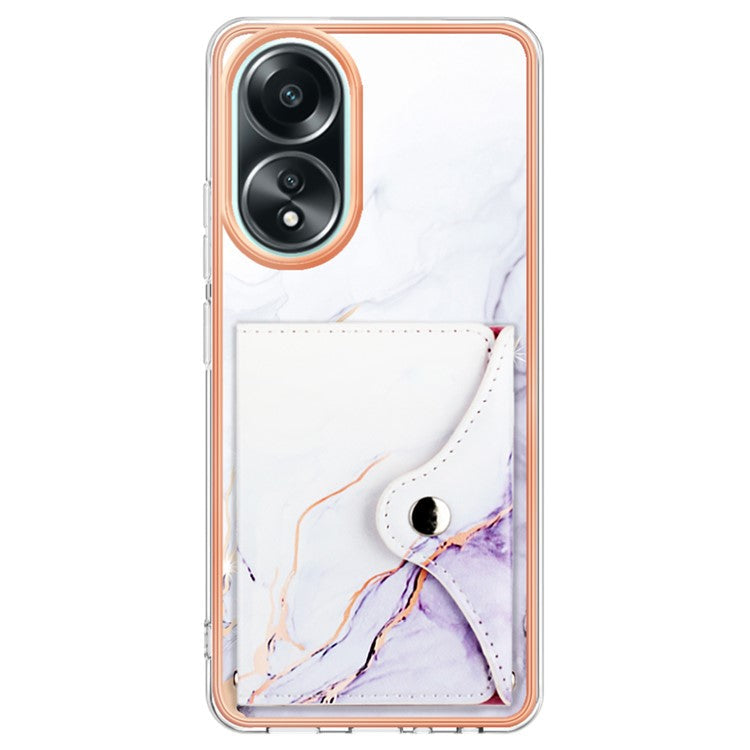 YB Leather Coating Series-9 for Oppo A58 4G Case Card Holder Leather+TPU IMD Protective Cover - 006 White Purple
