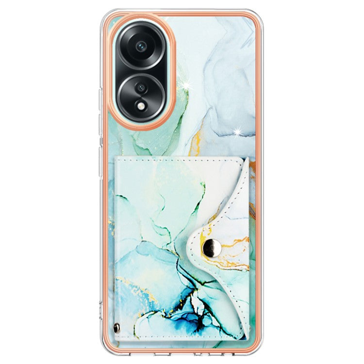 YB Leather Coating Series-9 for Oppo A58 4G Case Card Holder Leather+TPU IMD Protective Cover - 003 Green