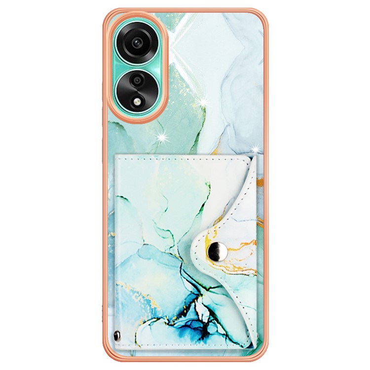 YB Leather Coating Series-9 for Oppo A78 4G Case IMD Pattern Card Slot Phone Shell - 003 Green