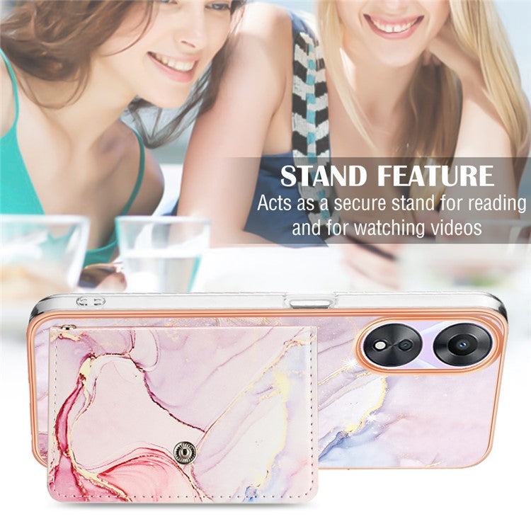 YB Leather Coating Series-9 for Oppo A78 5G / A58 5G Case Kickstand Leather+TPU Phone Cover - 005 Rose Gold