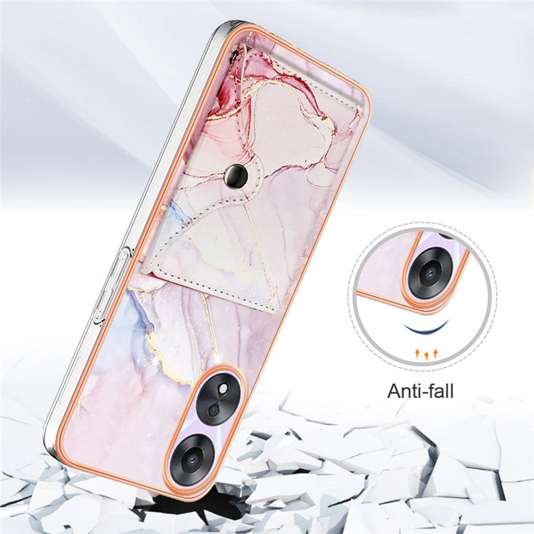 YB Leather Coating Series-9 for Oppo A78 5G / A58 5G Case Kickstand Leather+TPU Phone Cover - 005 Rose Gold