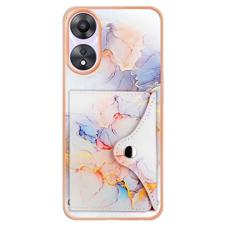 YB Leather Coating Series-9 for Oppo A78 5G / A58 5G Case Kickstand Leather+TPU Phone Cover - 004 Marble White