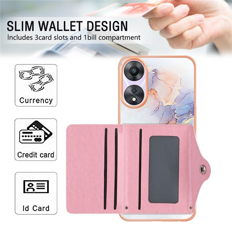 YB Leather Coating Series-9 for Oppo A78 5G / A58 5G Case Kickstand Leather+TPU Phone Cover - 004 Marble White