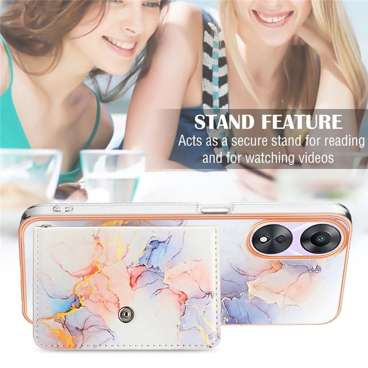 YB Leather Coating Series-9 for Oppo A78 5G / A58 5G Case Kickstand Leather+TPU Phone Cover - 004 Marble White