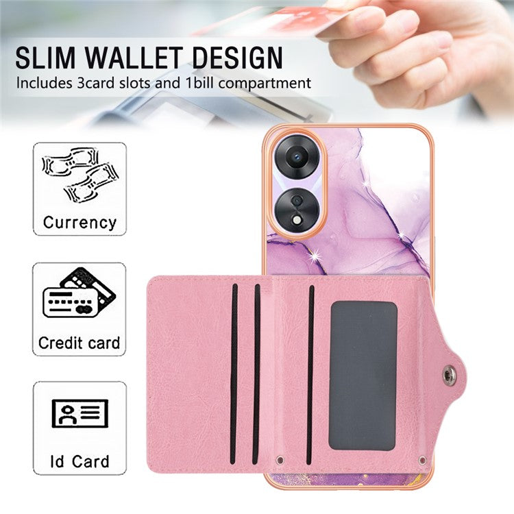 YB Leather Coating Series-9 for Oppo A78 5G / A58 5G Case Kickstand Leather+TPU Phone Cover - 001 Purple
