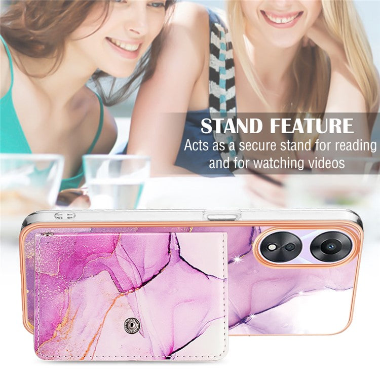 YB Leather Coating Series-9 for Oppo A78 5G / A58 5G Case Kickstand Leather+TPU Phone Cover - 001 Purple