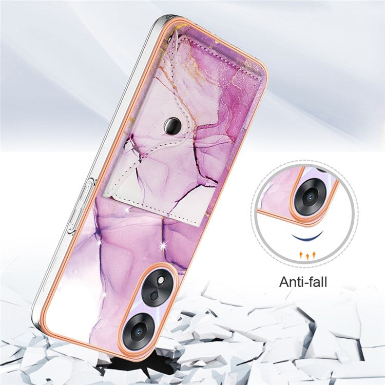 YB Leather Coating Series-9 for Oppo A78 5G / A58 5G Case Kickstand Leather+TPU Phone Cover - 001 Purple