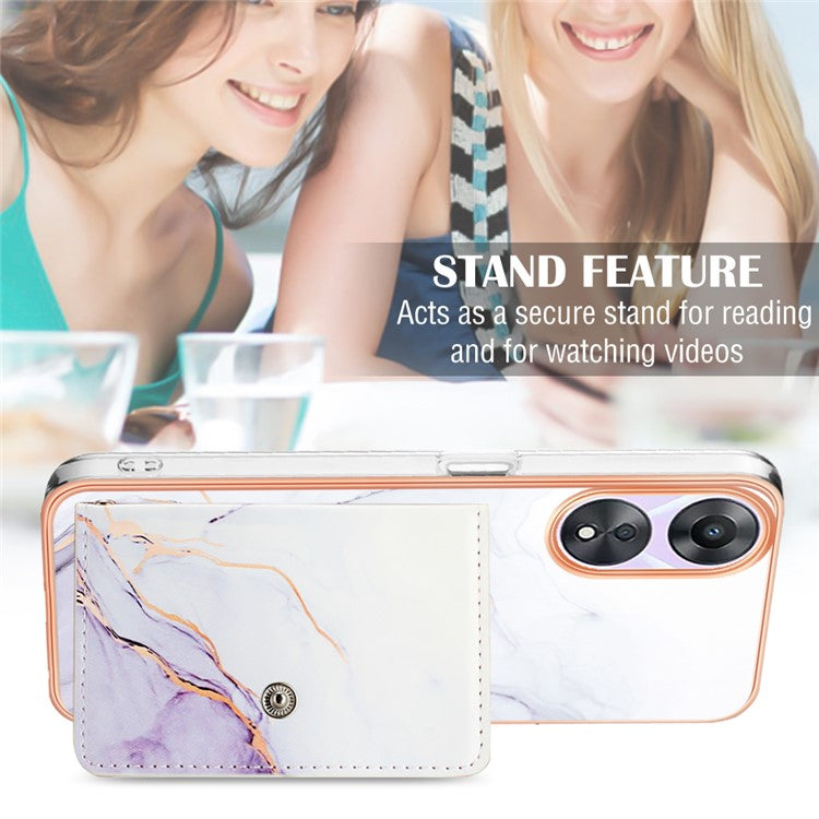 YB Leather Coating Series-9 for Oppo A78 5G / A58 5G Case Kickstand Leather+TPU Phone Cover - 006 White Purple