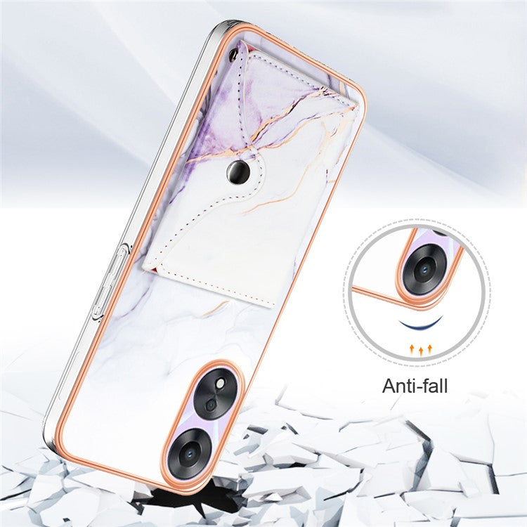 YB Leather Coating Series-9 for Oppo A78 5G / A58 5G Case Kickstand Leather+TPU Phone Cover - 006 White Purple