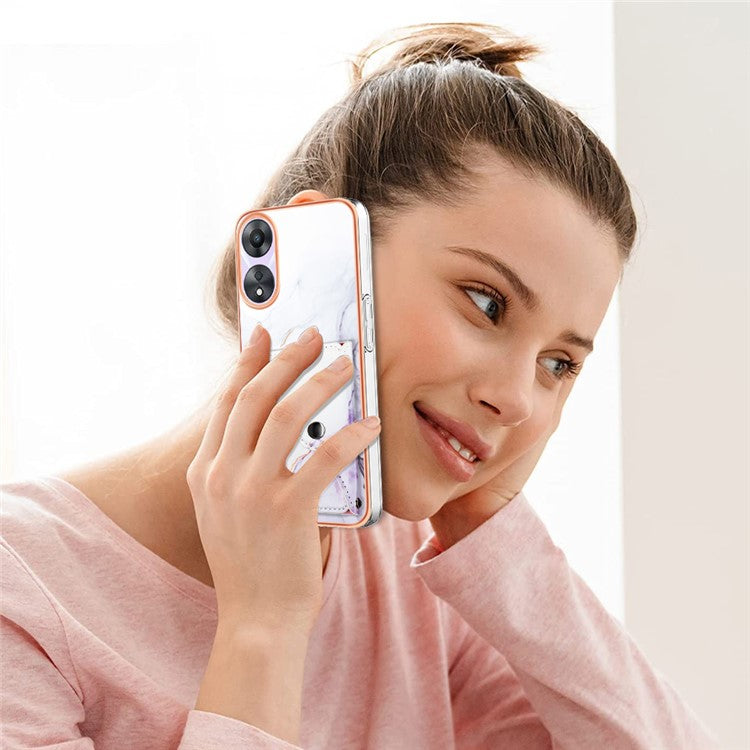 YB Leather Coating Series-9 for Oppo A78 5G / A58 5G Case Kickstand Leather+TPU Phone Cover - 006 White Purple
