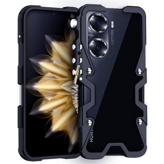 For Honor 60 / 60 SE / 70 5G / 80 5G / 90 / 100 5G Case Aluminium Alloy Metal Anti-drop Phone Case - Black