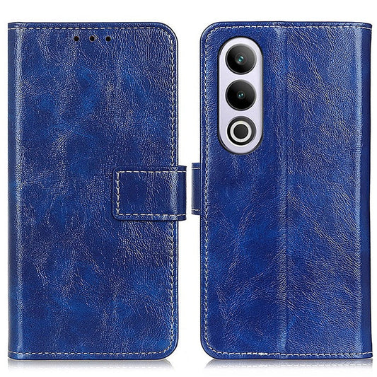 For OnePlus Nord CE4 5G  / Oppo K12 Case Retro Style Shockproof PU Flip Phone Cover - Blue