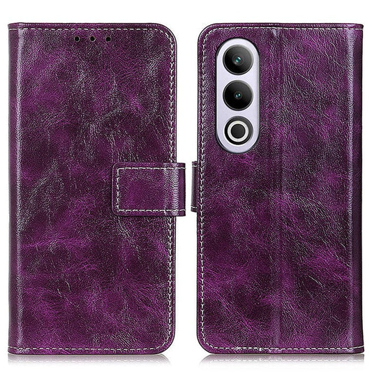 For OnePlus Nord CE4 5G  / Oppo K12 Case Retro Style Shockproof PU Flip Phone Cover - Purple