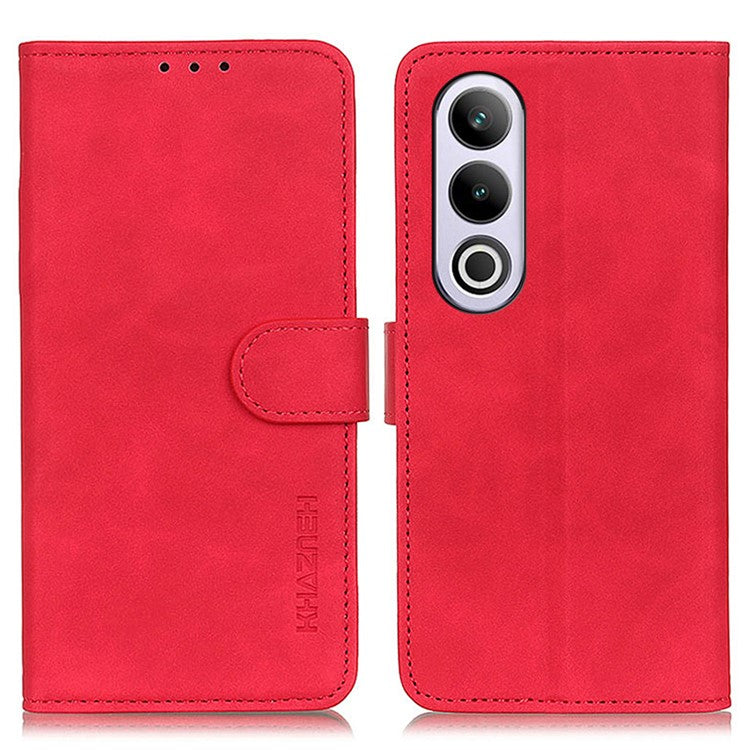 KHAZNEH For OnePlus Nord CE4 5G  / Oppo K12 Case Retro Design PU Leather Wallet Phone Cover - Red