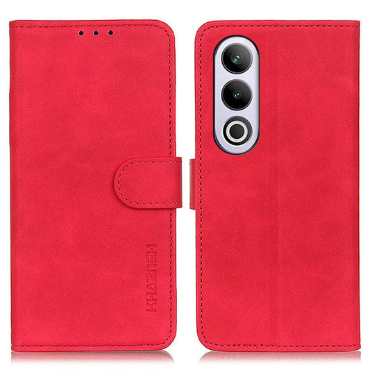 KHAZNEH For OnePlus Nord CE4 5G  / Oppo K12 Case Retro Design PU Leather Wallet Phone Cover - Red