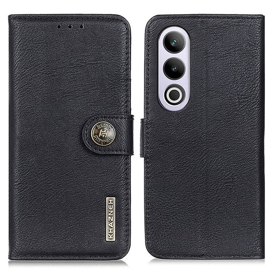 KHAZNEH For OnePlus Nord CE4 5G  / Oppo K12 Case PU Leather Cowhide Texture Flip Phone Cover - Black