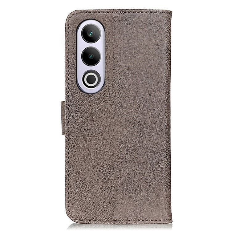 KHAZNEH For OnePlus Nord CE4 5G  / Oppo K12 Case PU Leather Cowhide Texture Flip Phone Cover - Khaki