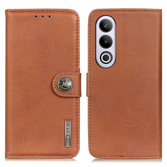 KHAZNEH For OnePlus Nord CE4 5G  / Oppo K12 Case PU Leather Cowhide Texture Flip Phone Cover - Brown