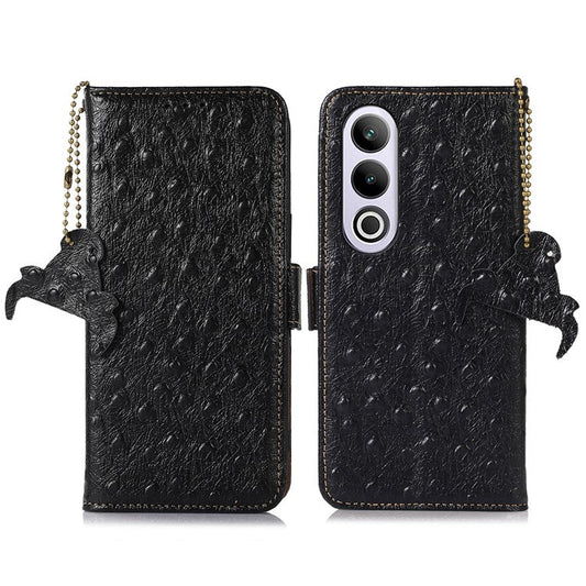 For OnePlus Ace 3V 5G Phone Case RFID Blocking Card Slots Wallet Genuine Cow Leather Cover - Black
