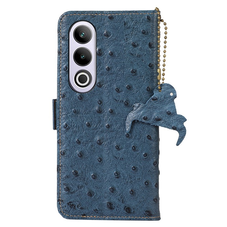 For OnePlus Ace 3V 5G Phone Case RFID Blocking Card Slots Wallet Genuine Cow Leather Cover - Blue