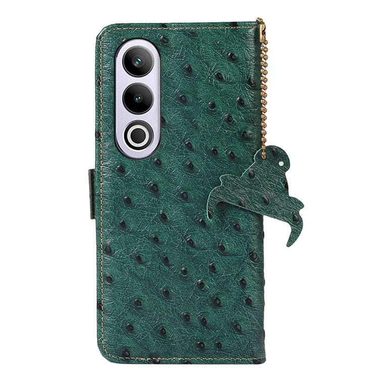 For OnePlus Ace 3V 5G Phone Case RFID Blocking Card Slots Wallet Genuine Cow Leather Cover - Green