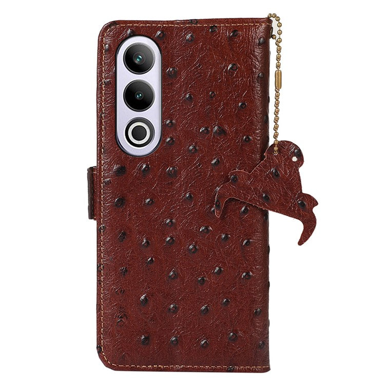 For OnePlus Ace 3V 5G Phone Case RFID Blocking Card Slots Wallet Genuine Cow Leather Cover - Brown