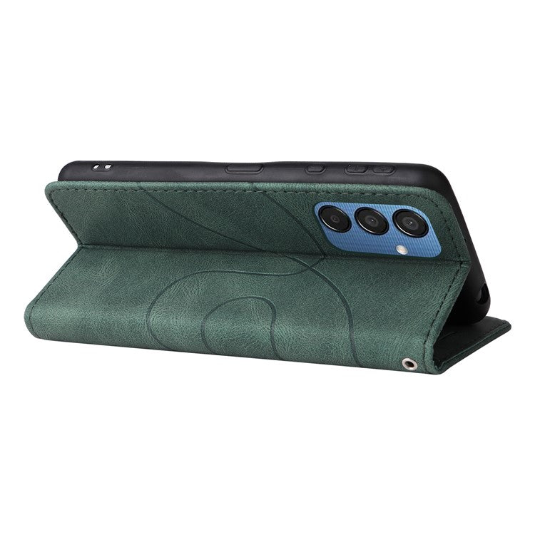 For Samsung Galaxy M15 5G Leather Case Wallet Stand Color Splicing Phone Cover - Green