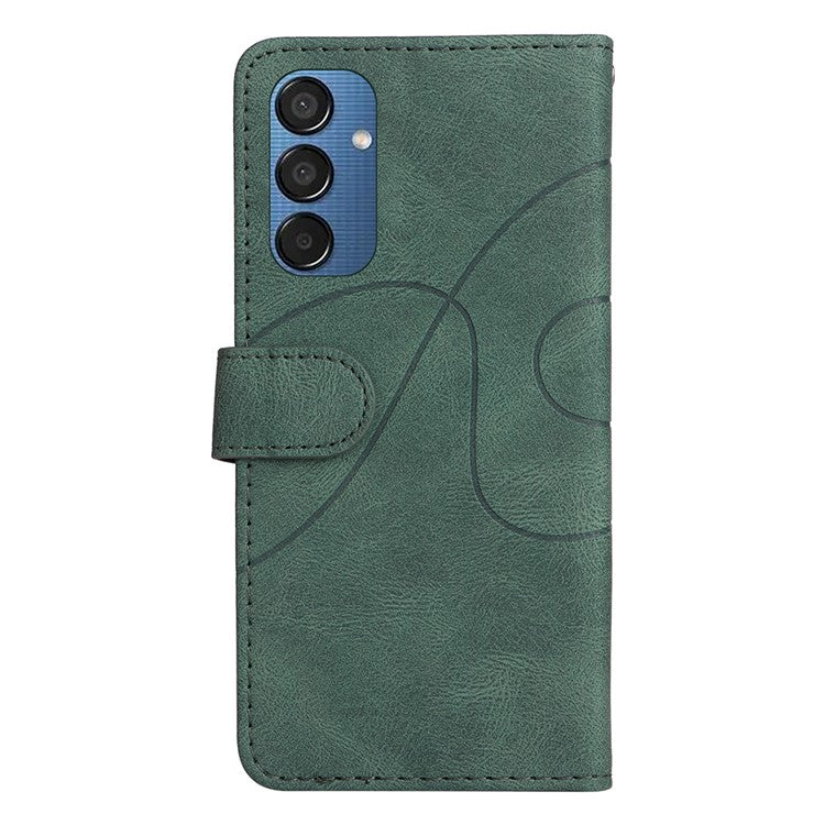 For Samsung Galaxy M15 5G Leather Case Wallet Stand Color Splicing Phone Cover - Green