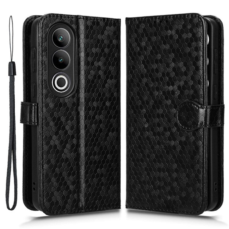 For OnePlus Nord CE4 5G Wallet Case Dots Imprinted Magnetic Phone Cover - Black