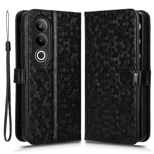 For OnePlus Nord CE4 5G Wallet Case Dots Imprinted Magnetic Phone Cover - Black