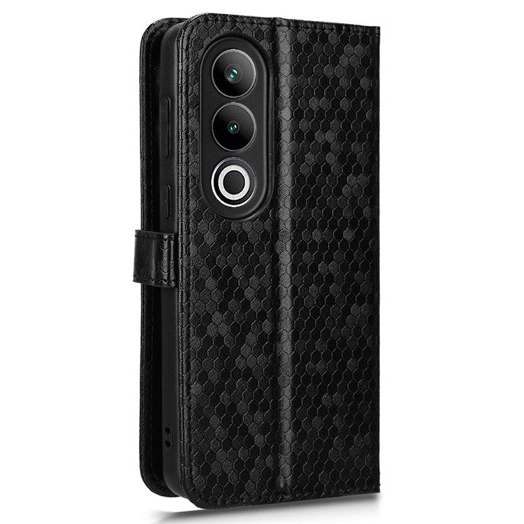 For OnePlus Nord CE4 5G Wallet Case Dots Imprinted Magnetic Phone Cover - Black