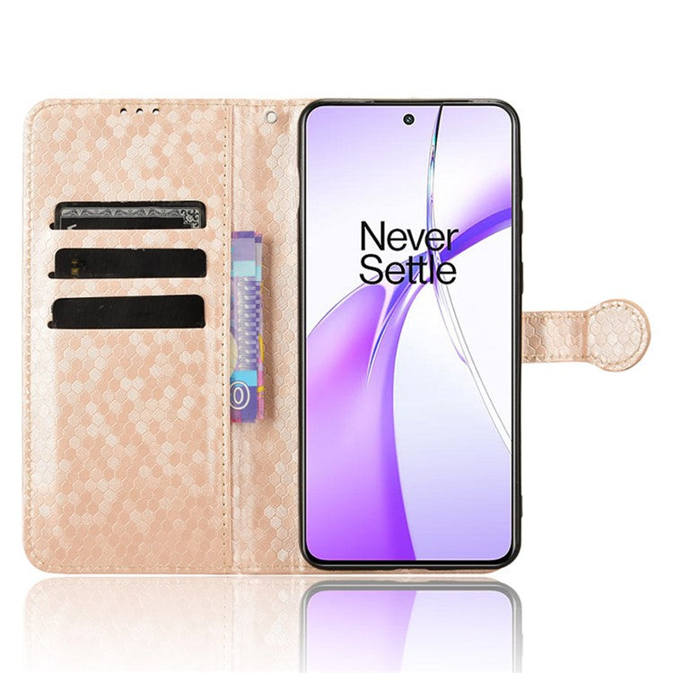 For OnePlus Nord CE4 5G Wallet Case Dots Imprinted Magnetic Phone Cover - Rose Gold