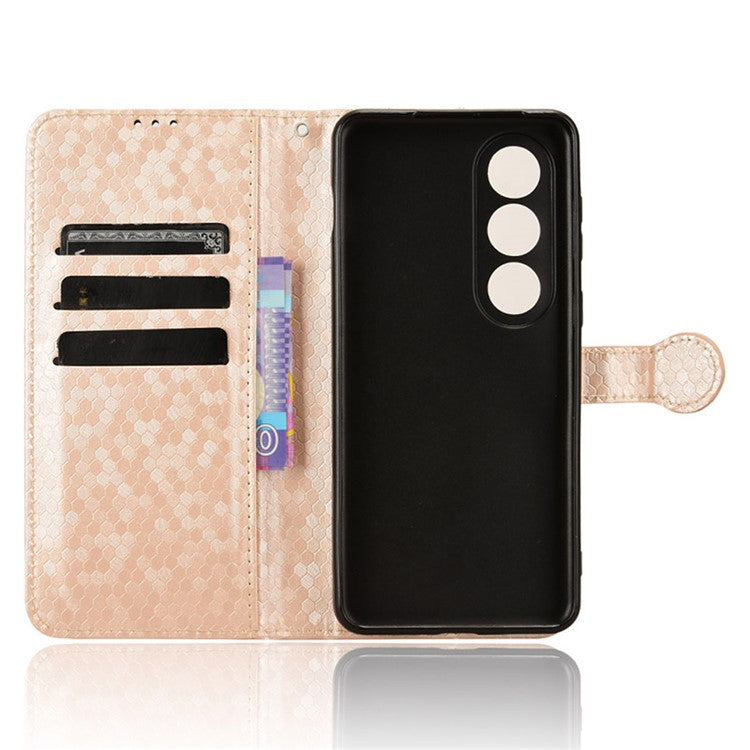 For OnePlus Nord CE4 5G Wallet Case Dots Imprinted Magnetic Phone Cover - Rose Gold
