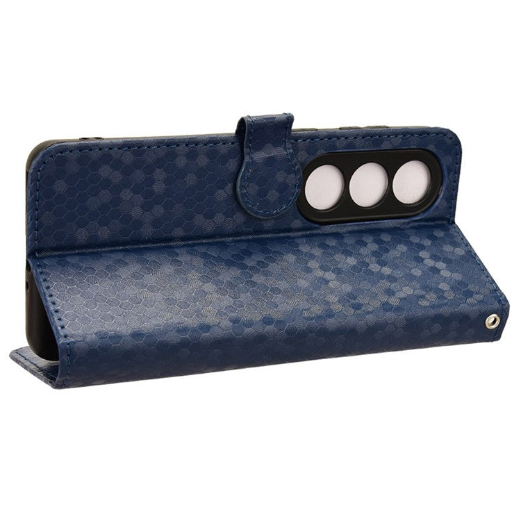 For OnePlus Nord CE4 5G Wallet Case Dots Imprinted Magnetic Phone Cover - Dark Blue
