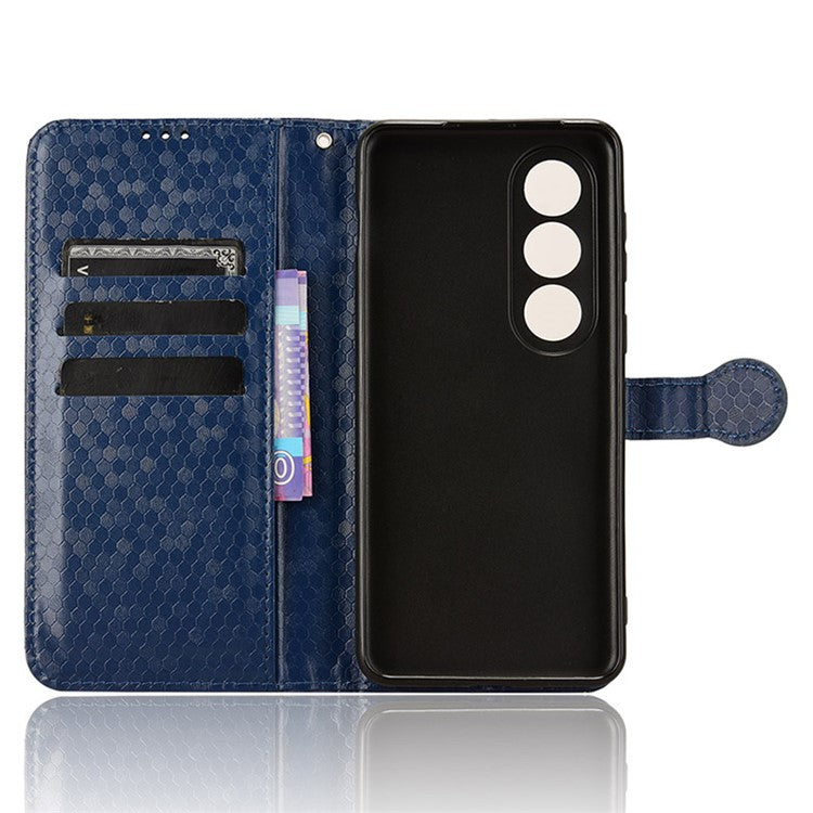For OnePlus Nord CE4 5G Wallet Case Dots Imprinted Magnetic Phone Cover - Dark Blue