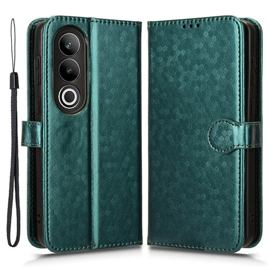 For OnePlus Nord CE4 5G Wallet Case Dots Imprinted Magnetic Phone Cover - Green
