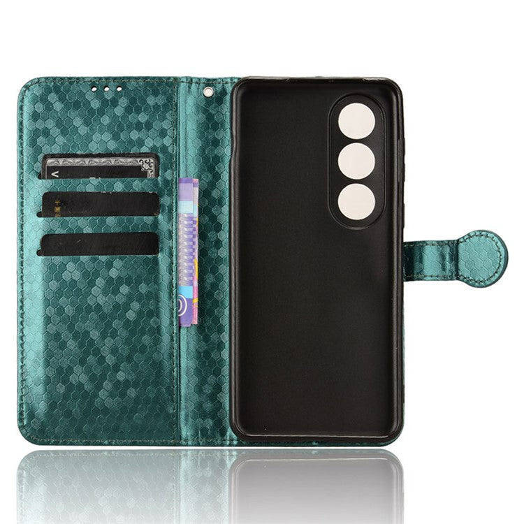 For OnePlus Nord CE4 5G Wallet Case Dots Imprinted Magnetic Phone Cover - Green