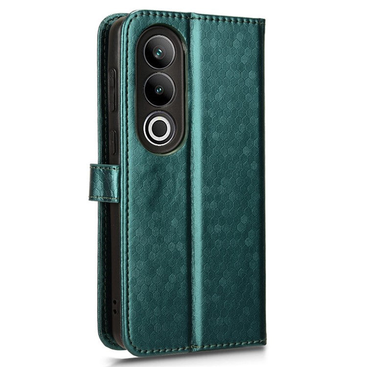 For OnePlus Nord CE4 5G Wallet Case Dots Imprinted Magnetic Phone Cover - Green