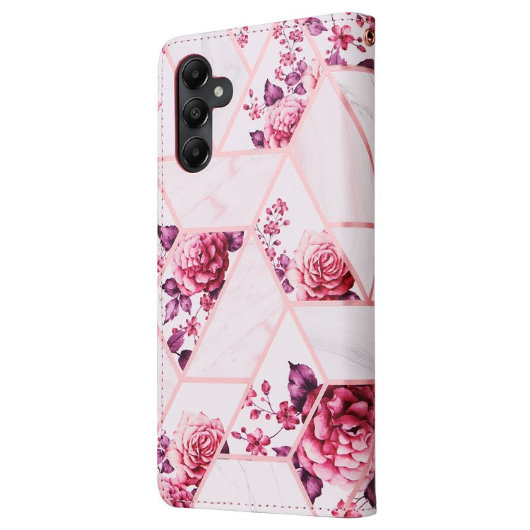 For Samsung Galaxy A05s 4G Case Lacquered Leather Phone Shell Marble Pattern Design - Rose Gold