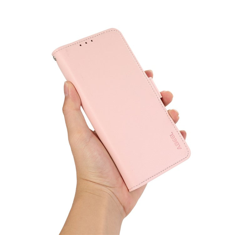 ABEEL For Samsung Galaxy S21 Ultra 5G Cover RFID Blocking PU Leather Wallet Phone Stand Case - Pink